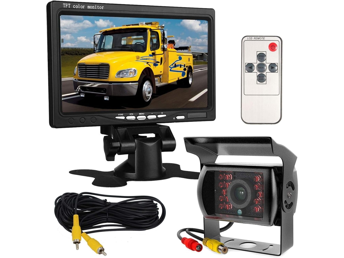 Câmera de ré para carro com monitor colorido HD de 7 polegadas, visão noturna | Câmera de ré para caminhão, à prova d'água, cabo de vídeo de 10 m