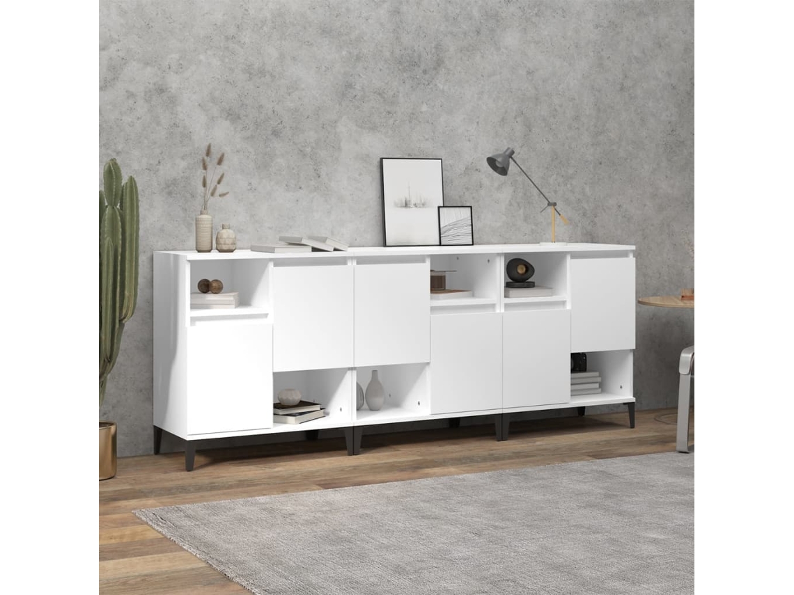 Vidaxl Aparadores 3 Pcs 60x35x70 Cm Derivados De Madeira Branco