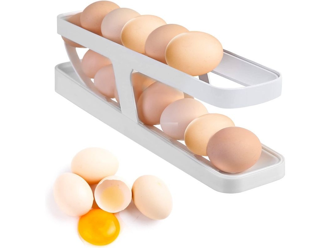 prateleira de Ovos para Geladeira com 2 Camadas Dispenser Automático Acomoda 12 14 Ovos
