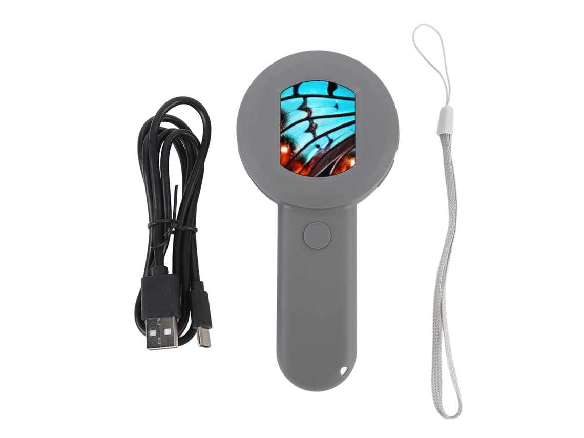 Microscópio digital Mali com tela LCD de 2 polegadas, 100x, iluminado com 8 LEDs, portátil para joias e moedas