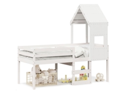 Cama Alta com Telhado 75x190 Cm Pinho Maciço Branco MAISON EXCLUSIVE