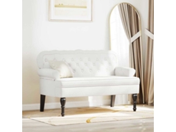 Vidaxl Banco Chesterfield Branco 119,5 X 64,5 X 75 Cm Couro Sintético
