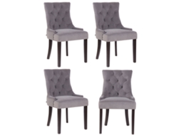 Conjunto de 4 cadeiras de jantar Veludo Aberdeen cinza/antigo CLP