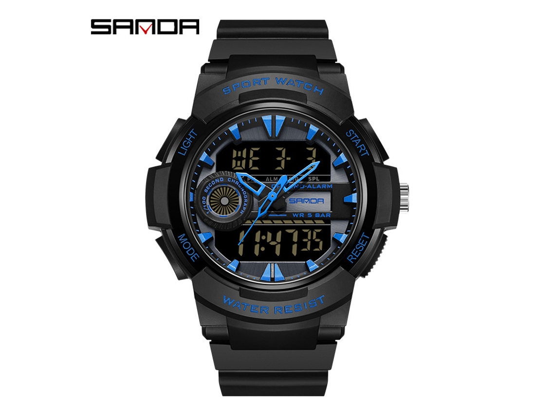 (preto E Azul) Relógio De Pulso Digital Luminoso, À Prova D'água, Estilo Militar, Esportivo E Moderno Para Estudantes.