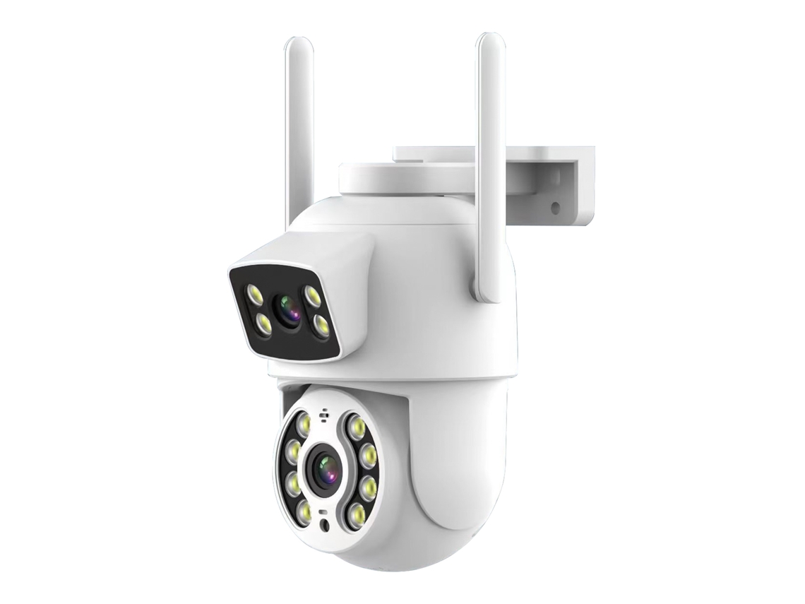 Câmara De Segurança Inalámbrica Dual 3mp Wifi Ip66 Visión Nocturna Color Audio Bidirecional Interior/exterior