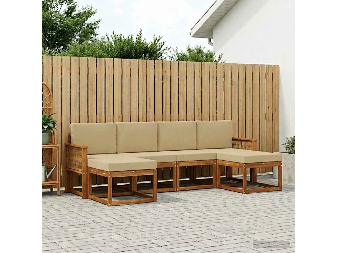 Vidaxl Conjunto De Sofás Para Exterior 6 Unid. Natural E Bege