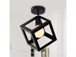 Plafonnier Industrielle Rétro En Metal Géométrie Cage E27 Moderne Lustre Suspension Luminaire L'Éclairage Fer Lampe de Plafon Cube Pour Salon