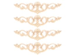 Candeeiro de Parede Gravado Madeira Decoração Móveis Jardim 30x8cm 4 Peças