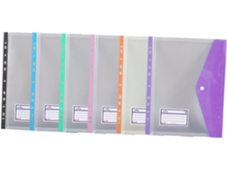 Pastas Transparentes A4, Conjunto De 6 Unidades, Com Bolsos Plásticos E Fecho De Pressão. Organizado Gokoco