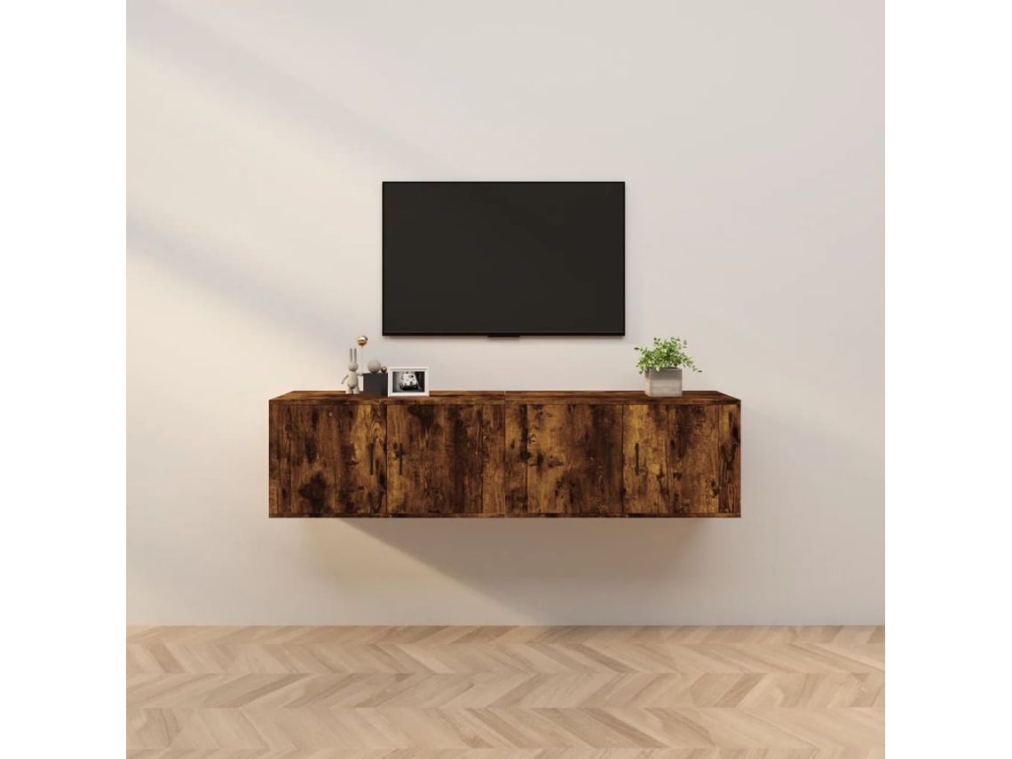 Vidaxl Móveis De Tv De Parede 2 Pcs 80x34,5x40 Cm Carvalho Fumado