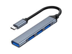 Hub USB-C Hub USB 3.0 de 4 Portas com Transferência de Dados de 5 Gbps, Não para Carregamento, Divisor USB-C para USB 3.0 para MacBook Tipo YIZHOOD