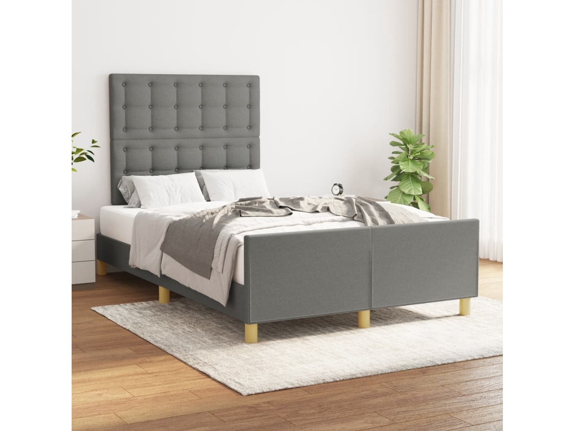 Vidaxl Estrutura De Cama Sem Colchão 120x200 Cm Tecido Cinzento-escuro