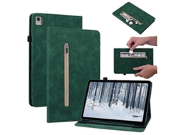 Capa Para Tablet Nokia T21 Em Couro Pu Com Bolso Com Zíper, Fecho Elástico, Suporte E Porta-cartões.