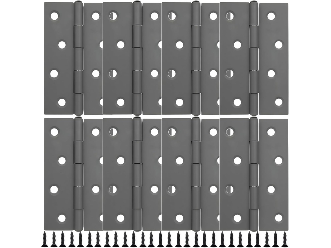 Dobradiças Para Armários, Pacote Com 8 Unidades, Pretas, Em Aço Inoxidável, Dobráveis, Dobradiças Planas Para Caixas De