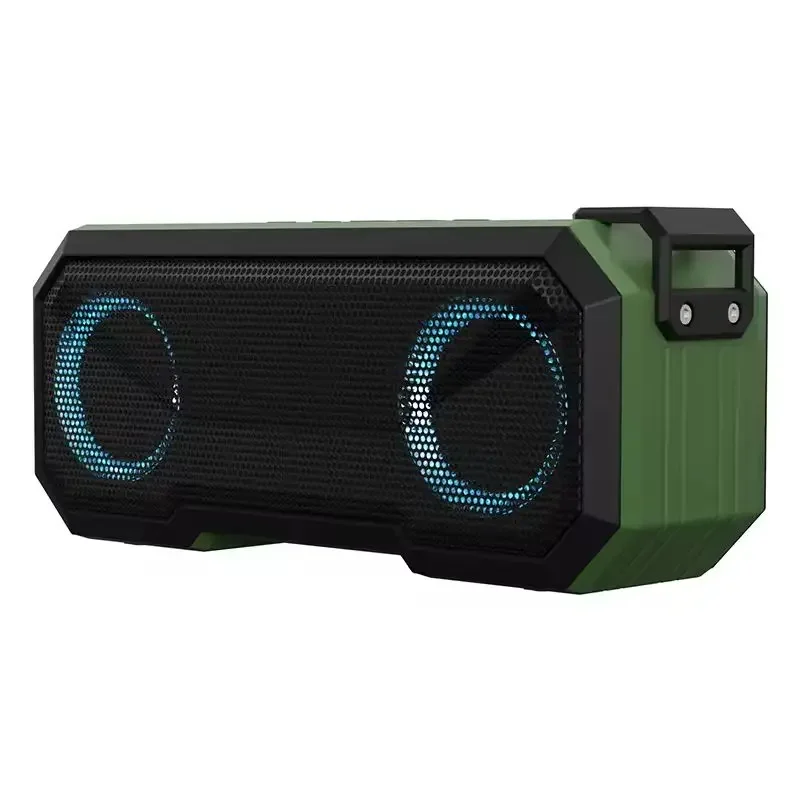 Caixa de Som Bluetooth À Prova D'água IPX7, Luzes TWS, Bateria Externa, Alto falantes Duplos MDUG (verde Militar)