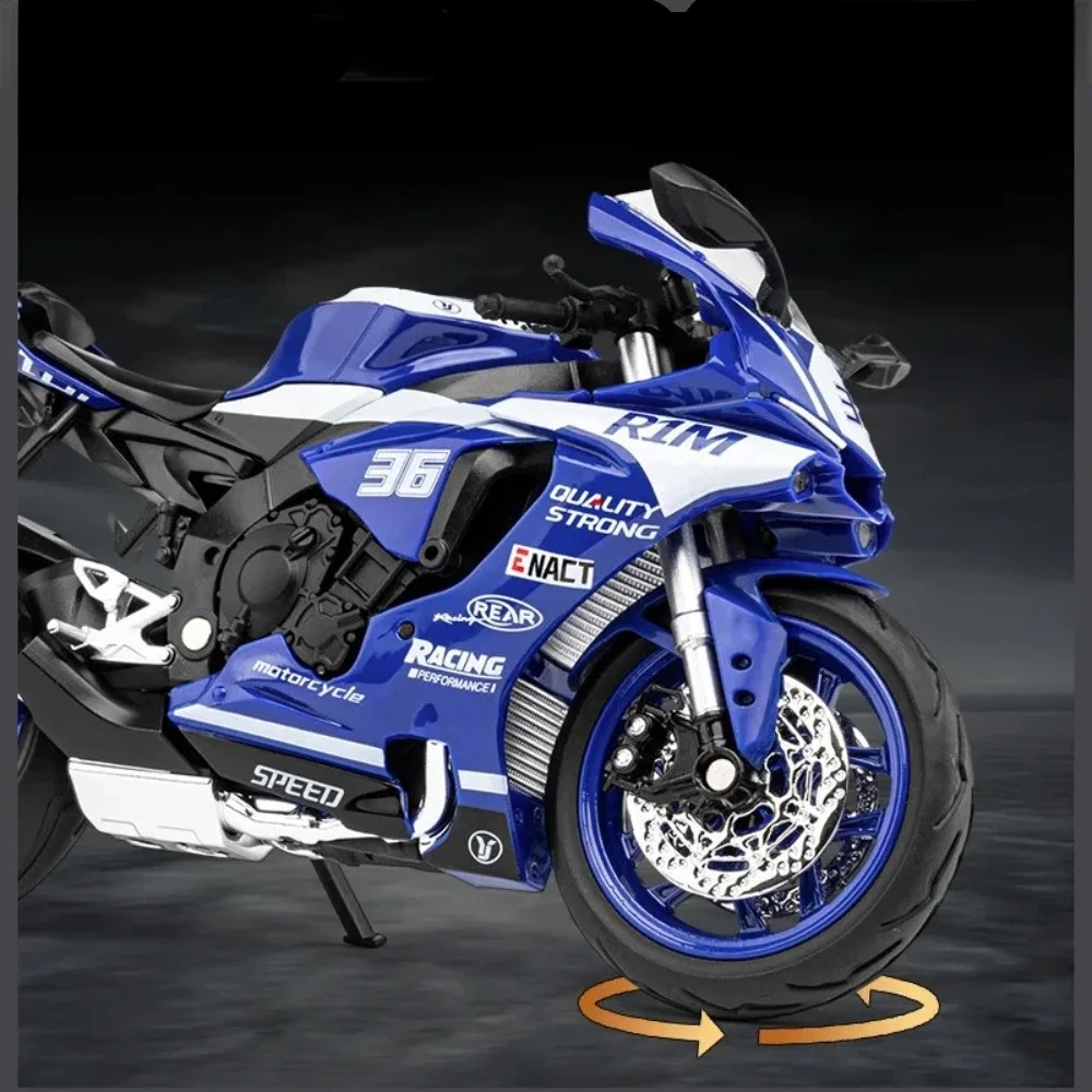 (azul) Miniatura De Motocicleta Yamaha Em Escala 1/12 - Fundição Em Liga Metálica - Miniatura De Motocicleta De Simulação