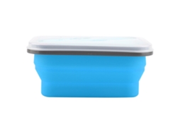 Caixa De Almoço Portátil De Silicone Colapsável 600ml Cor Azul