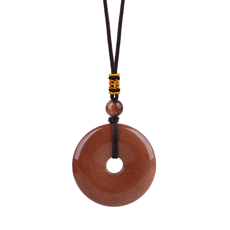 Colar com Anel de Cristal em Formato de Rosquinha para Cura Reiki Presente de Joia MDUG (arenito Najit)