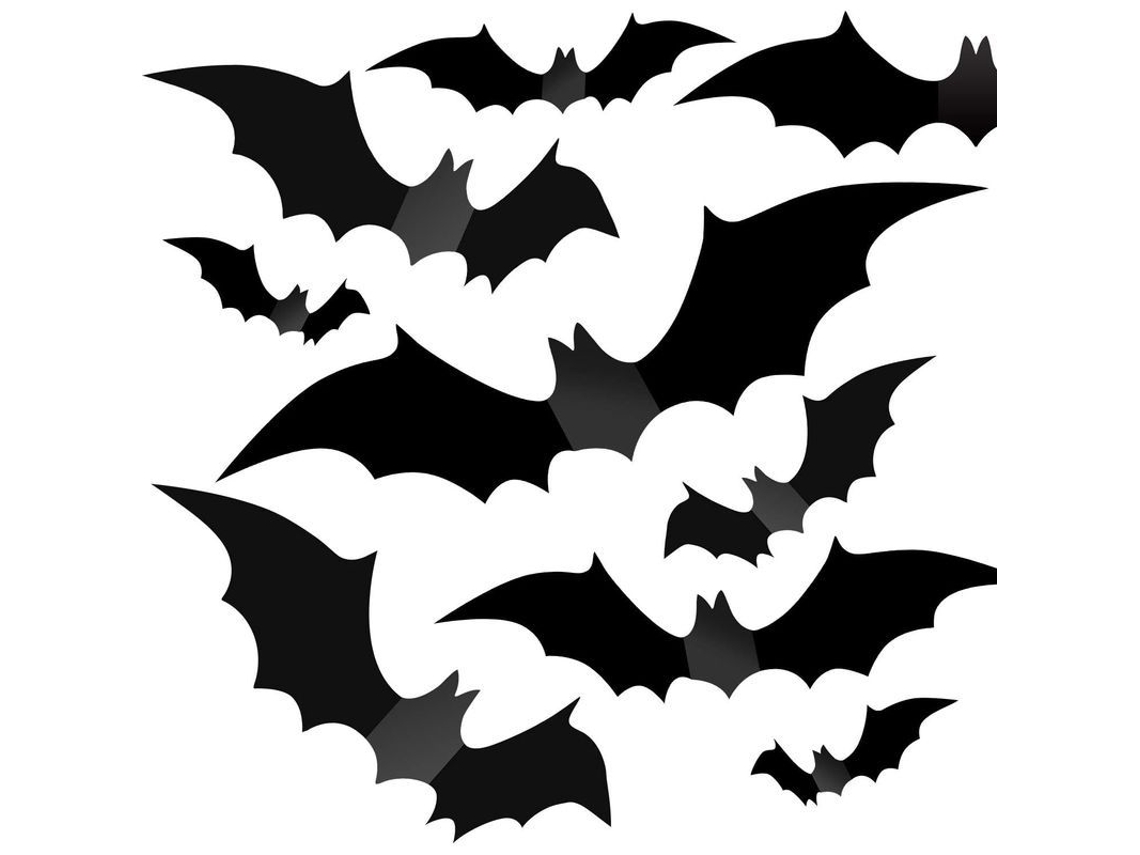 Decoração de Halloween 56 Peças Morcegos 3D Reutilizáveis com Fita de Espuma Dupla Face S/MARCA