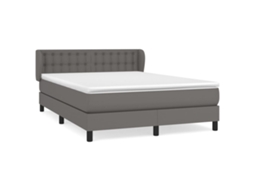 Cama com Molas Couro Artificial Cinzento MAISON EXCLUSIVE 140x200 cm