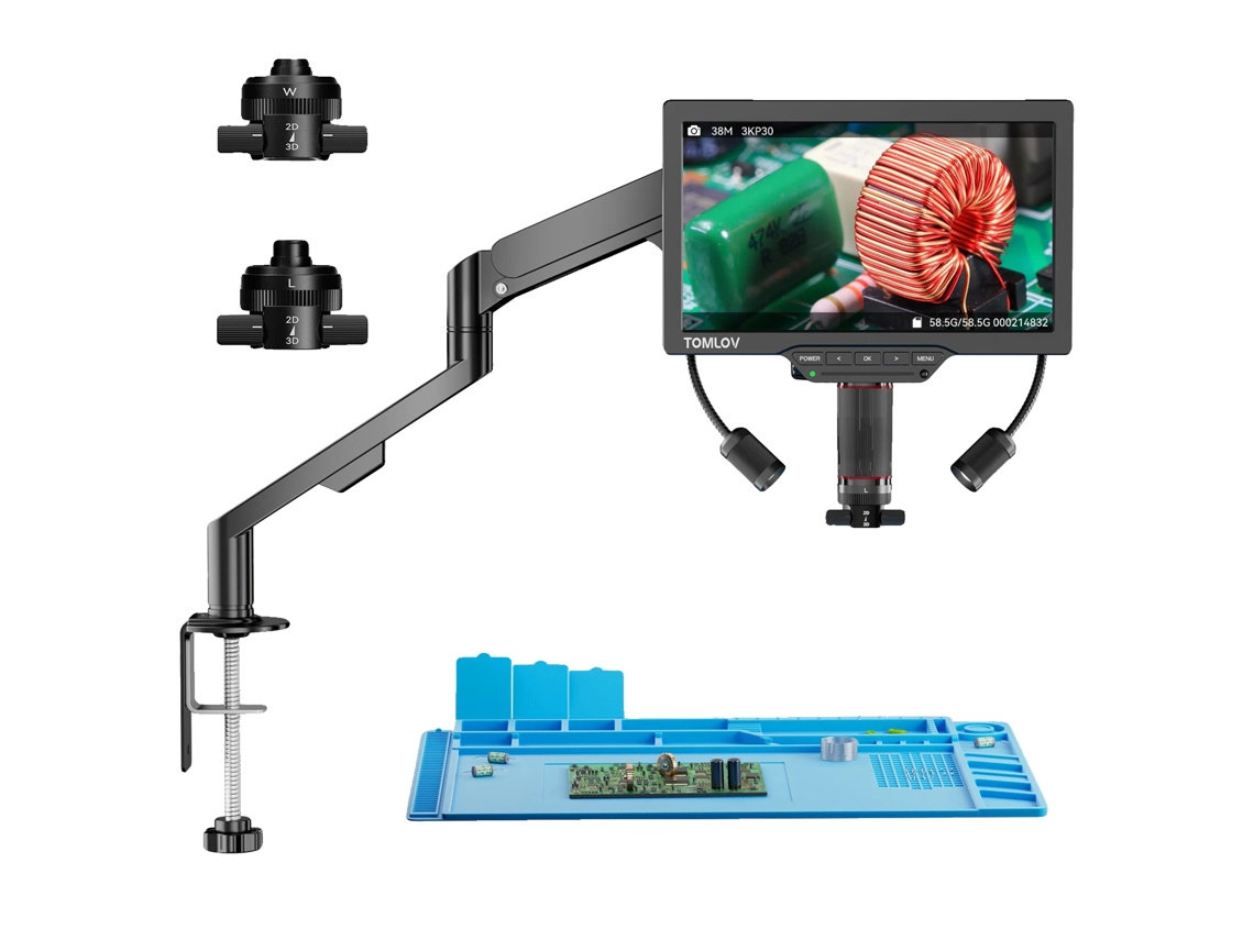 Microscópio Digital, Display de 7 Polegadas, Ampliação de 1500x 3000x, Saída de Vídeo Hdmi, Certificado Ce, Imagem 3d OEM