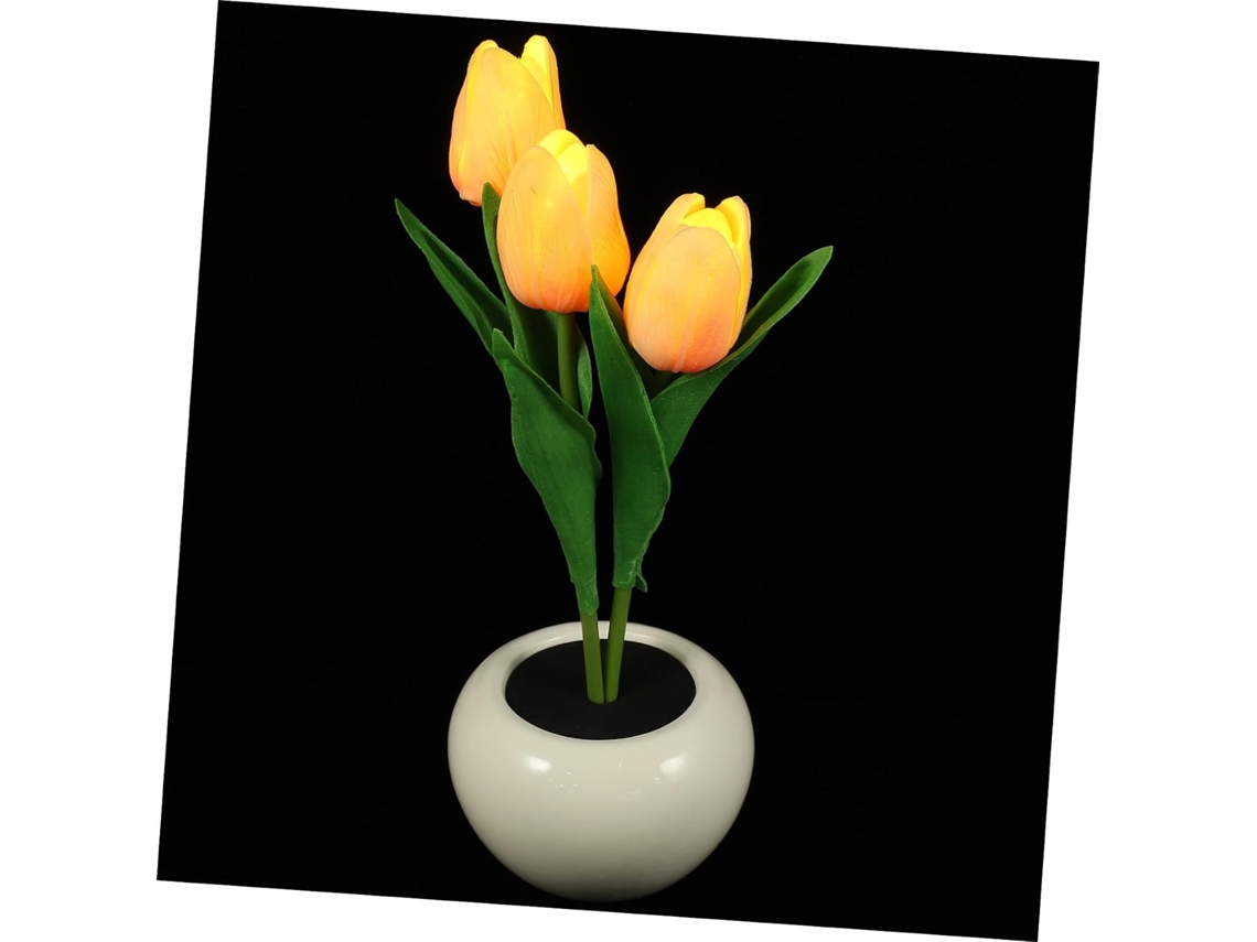 Luminária Noturna Tulip Bonsai 3w Cerâmica Pu Led Decorativa
