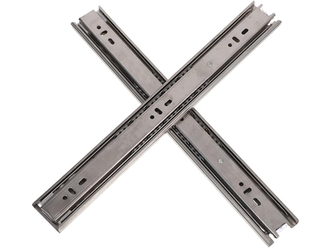 Conjunto De 2 Corrediças Laterais Extensão Total Polegadas Para Gavetas, Em Aço Laminado A Frio Com 3 Dobras E Alta