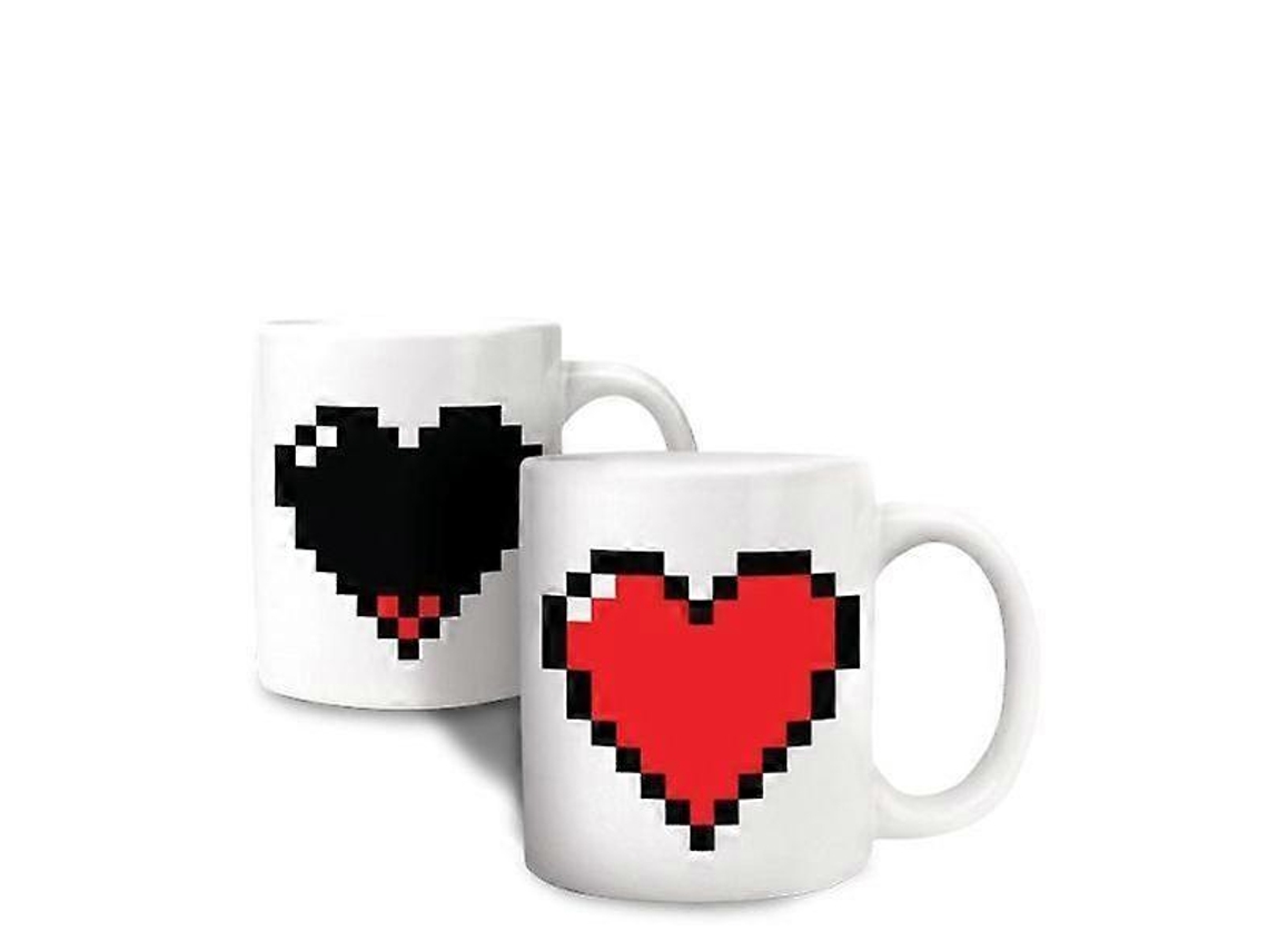 Caneca Térmica Com Coração Pixelado. Caneca Termorreativa. Ly Ebike
