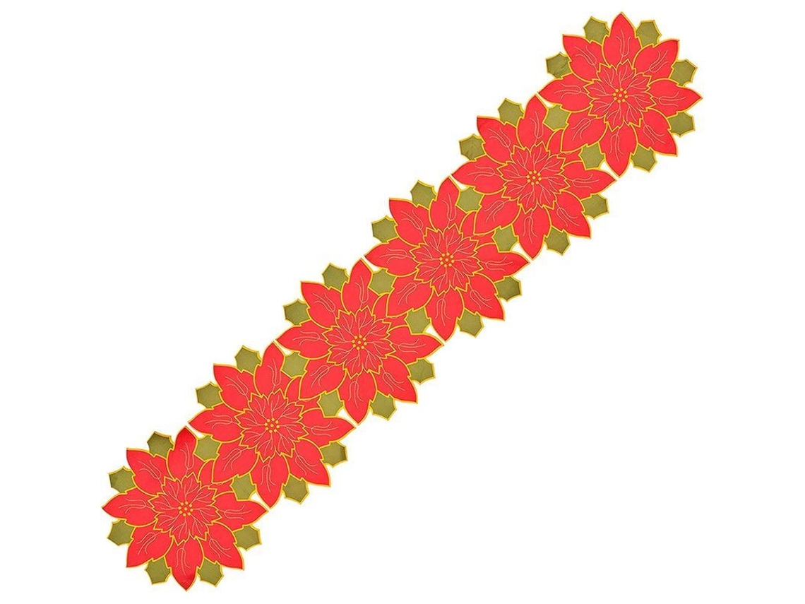 Runner de mesa natalino com flores de Natal para decoração de ambiente festivo | S/MARCA