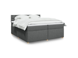 Vidaxl Cama Com Molas/colchão 200x200 Cm Tecido Cinzento-escuro