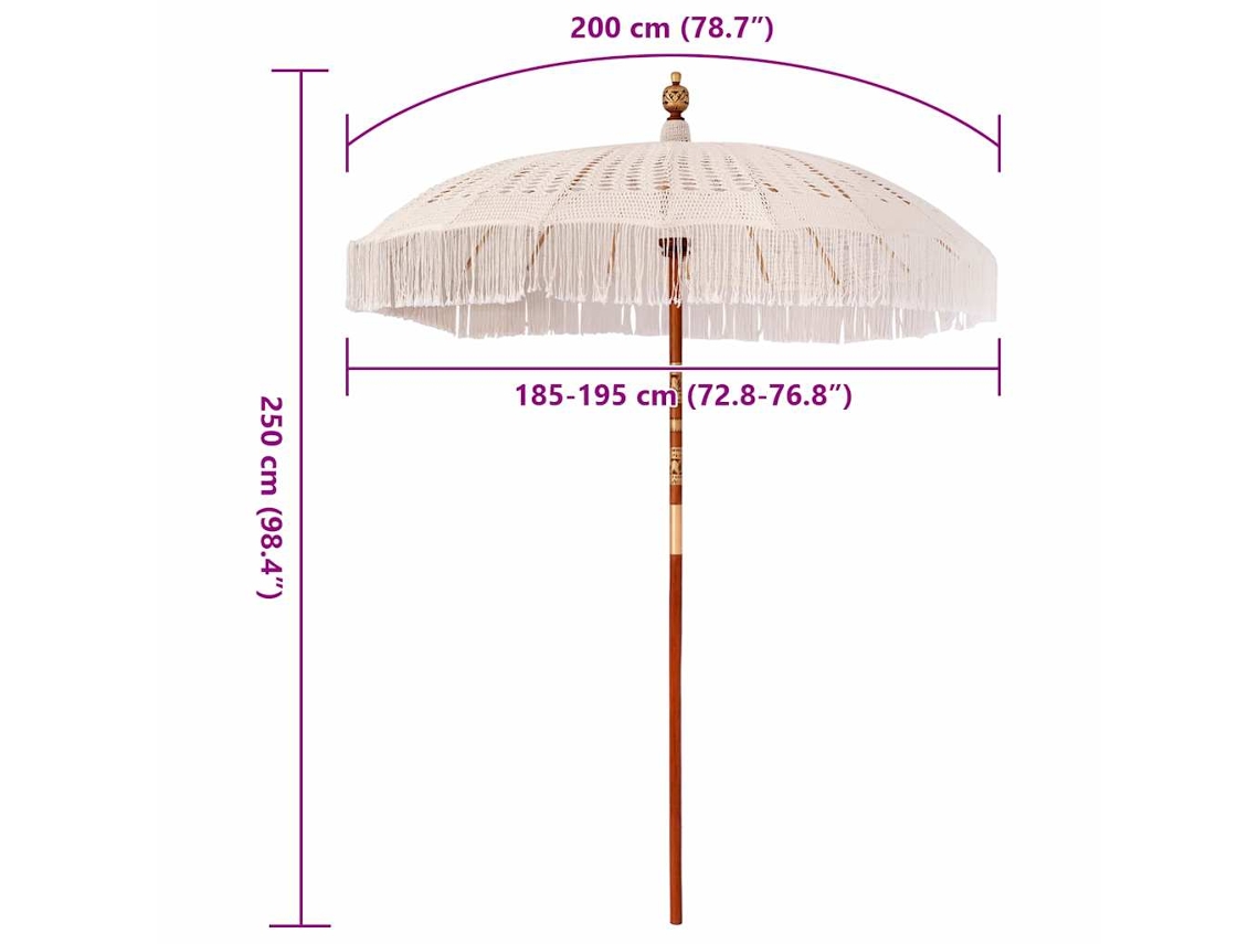 Sombra Para Pátio Vidaxl Creme Madeira X250 Cm) ((185 195)