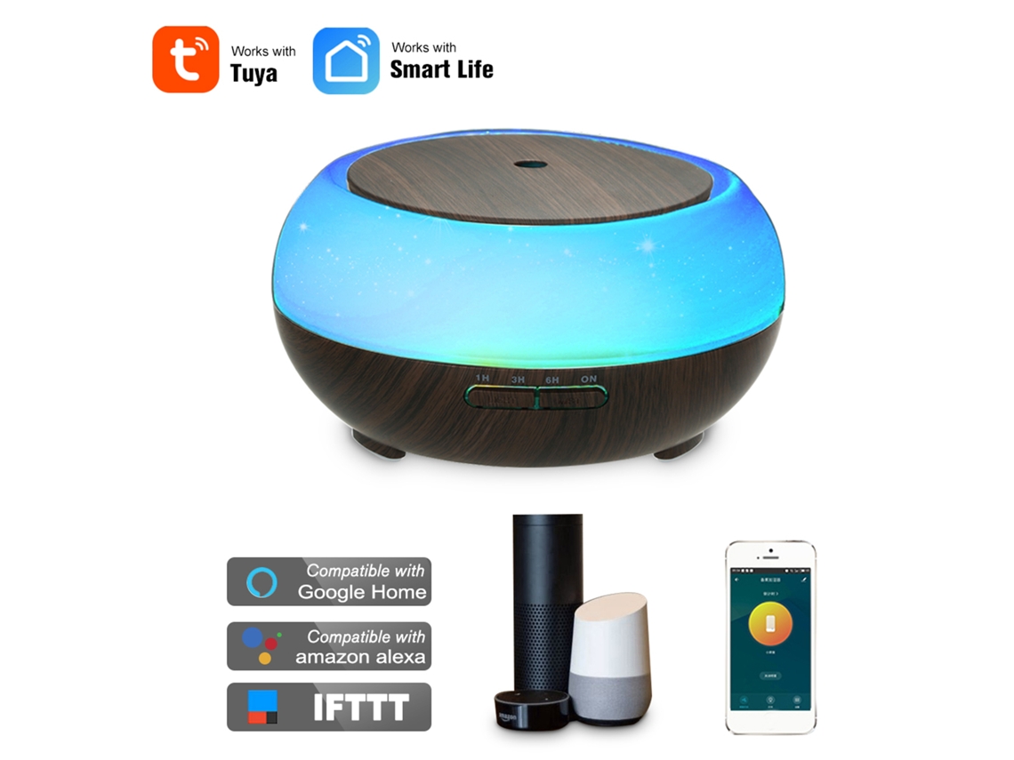 Rebe-lâmpada De Noite Led Inteligente Com Umidificador 400ml, Difusor De Óleos Essenciais, Controle Wifi/app/voz Compatível Com Alexa Home