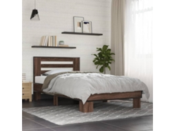 Vidaxl Estrutura De Cama Derivados De Madeira/metal Carvalho Castanho