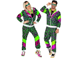 Traje de treino com estampa animal verde neon dos anos 80 para adultos