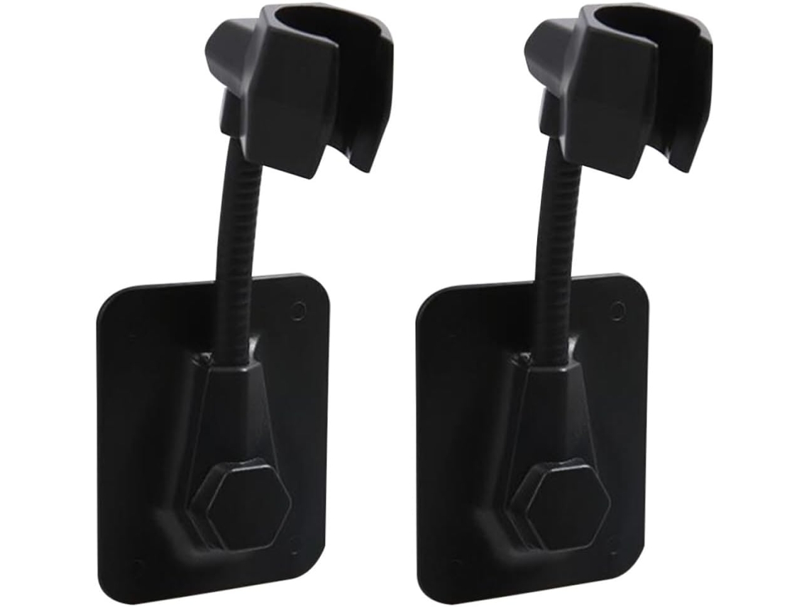 Suporte ajustável para chuveiro, 2 peças, fácil de instalar e remover, em ABS preto, sem necessidade de furos.
