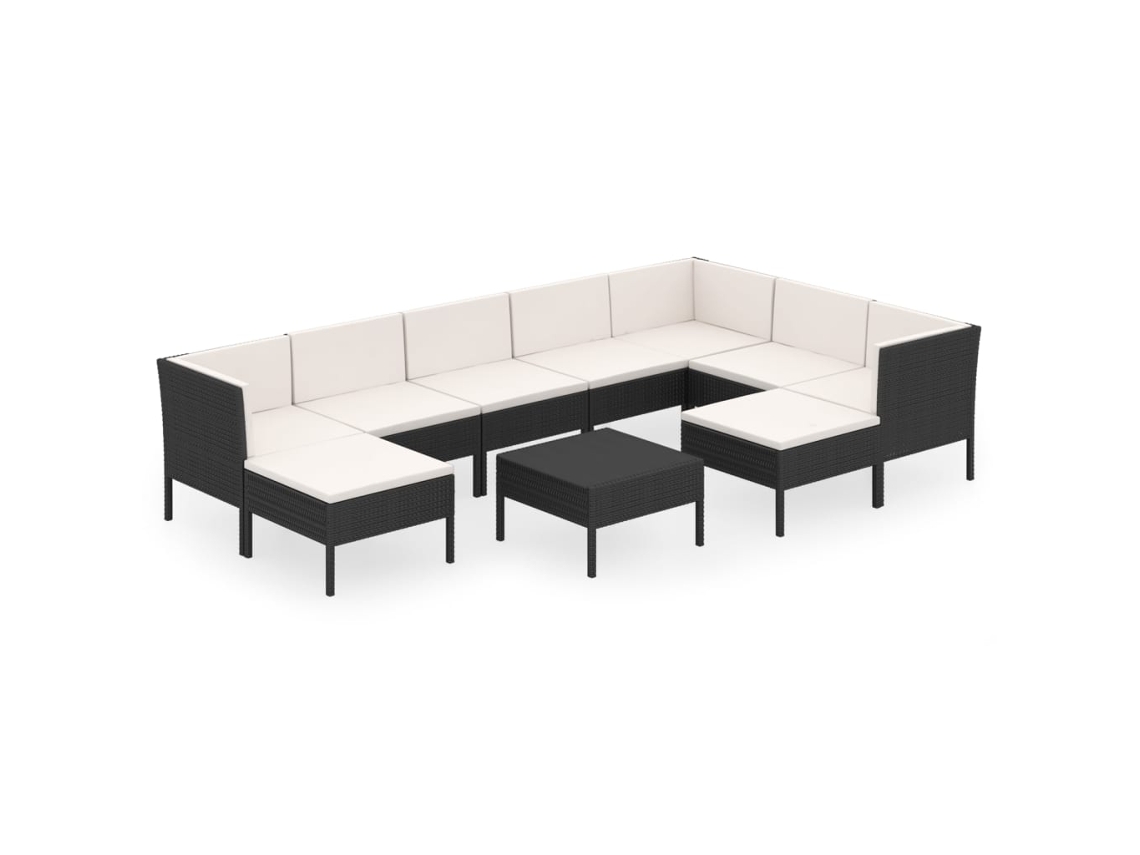 Garden Lounge Set, Garden Lounge Sets Vidaxl Preto Rattan / Vime (n/a)