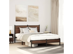 Estrutura De Cama Sem Colchão 137x190cm Metal Carvalho Castanho