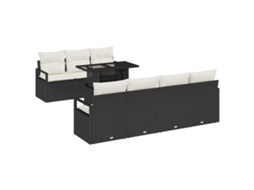 Conjunto 8 Sofá De Jardim Vidaxl Preto Vime Pe (100 X 55 X 73 Cm)