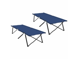 Maison Exclusive - Cama de Campismo Manual Dobrável 2 Peças Azul 206 x 76 x 74 cm