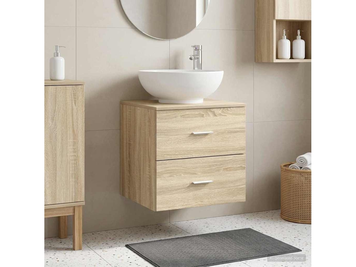 Vidaxl Vaidade Com Pia Suspensa Carvalho Sonoma 49,5 X 44,5 X 66,5 Cm