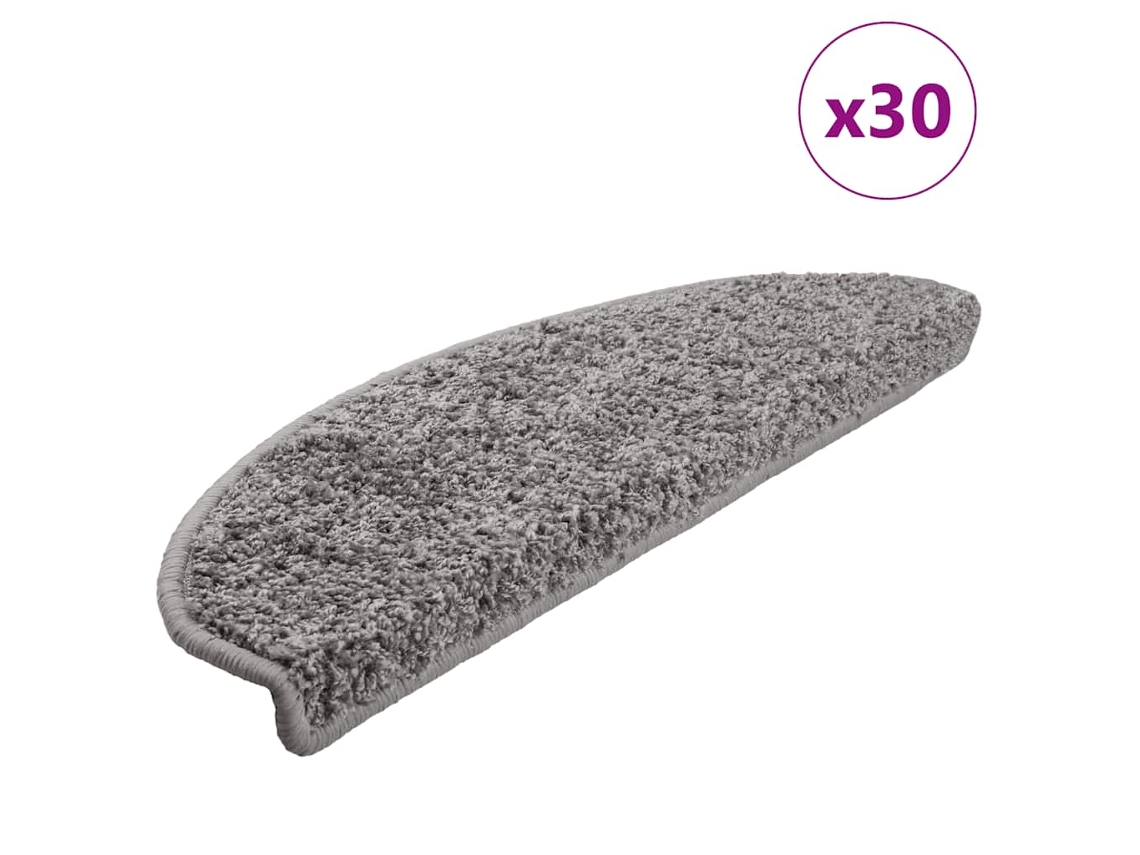 Vidaxl Tapetes De Escada 30 Peças 65x21x4 Cm Cinza Semicircular Grande
