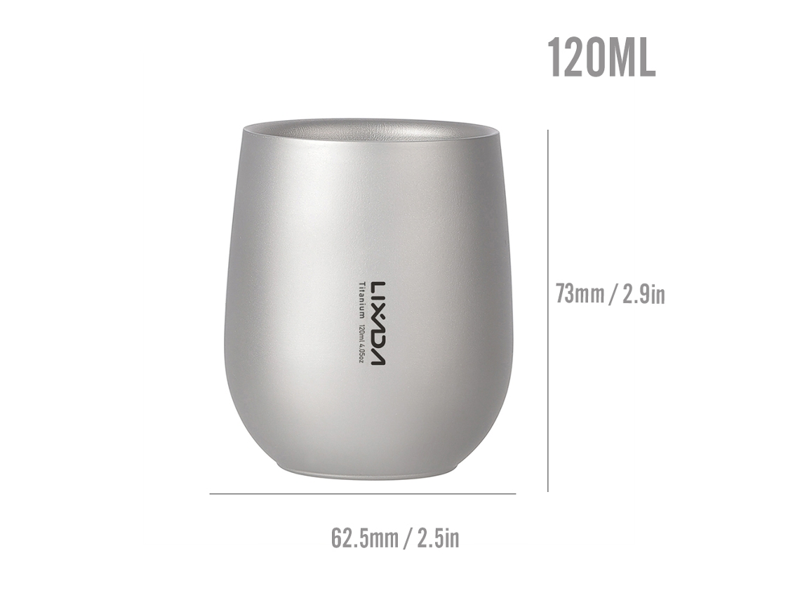 Caneca Isolada De Titânio Ultraleve 120ml Para Camping E Hiking