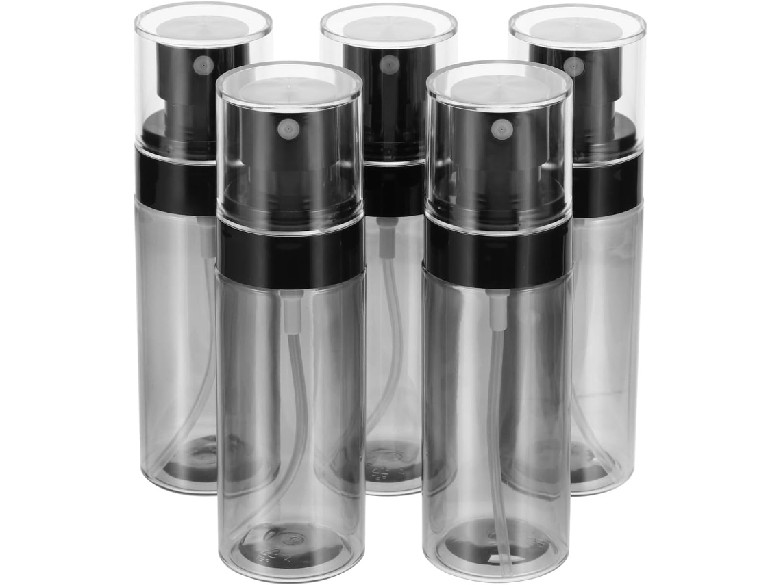 Conjunto De 5 Frascos De Perfume Reutilizáveis Em Plástico Preto
