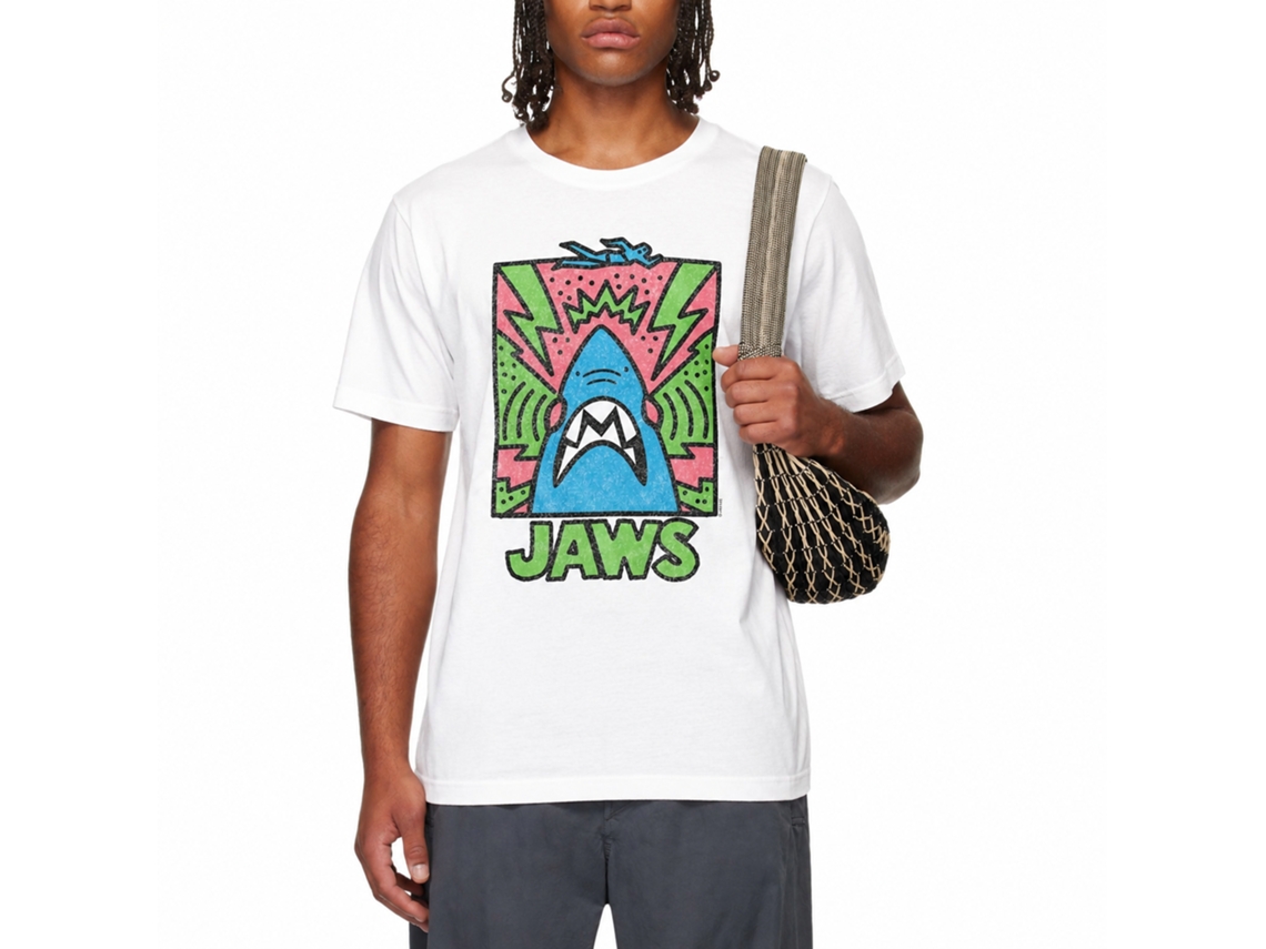 Rockinstone Jaws Movie Abstract Doodle White Adult T-shirt Size:xl