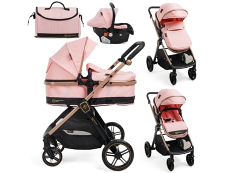 Carrinho de Bebé Trío 3 em 1 - 0-22 kg BEBELISSIMO - Iris - rosa