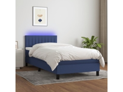 Cama Box Spring VIDAXL Colchão/LED (Azul - Tecido - 90 x 190 cm)