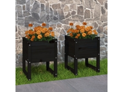 Vidaxl Vasos/floreiras 2 Pcs 40x40x52,5 Cm Pinho Maciço Preto