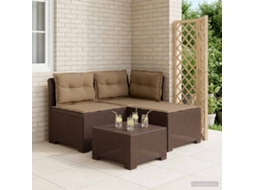 Vidaxl Sofá De Jardim 3 Lugares Com Almofadas Visual Rattan Pp