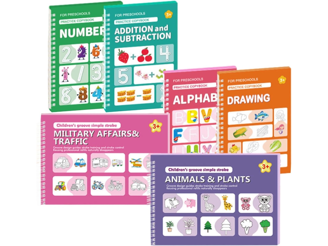 Cadernos De Prática Com Sulcos- Brinquedos Educativos Alfabeto E| Escrita De Números Para Crianças,