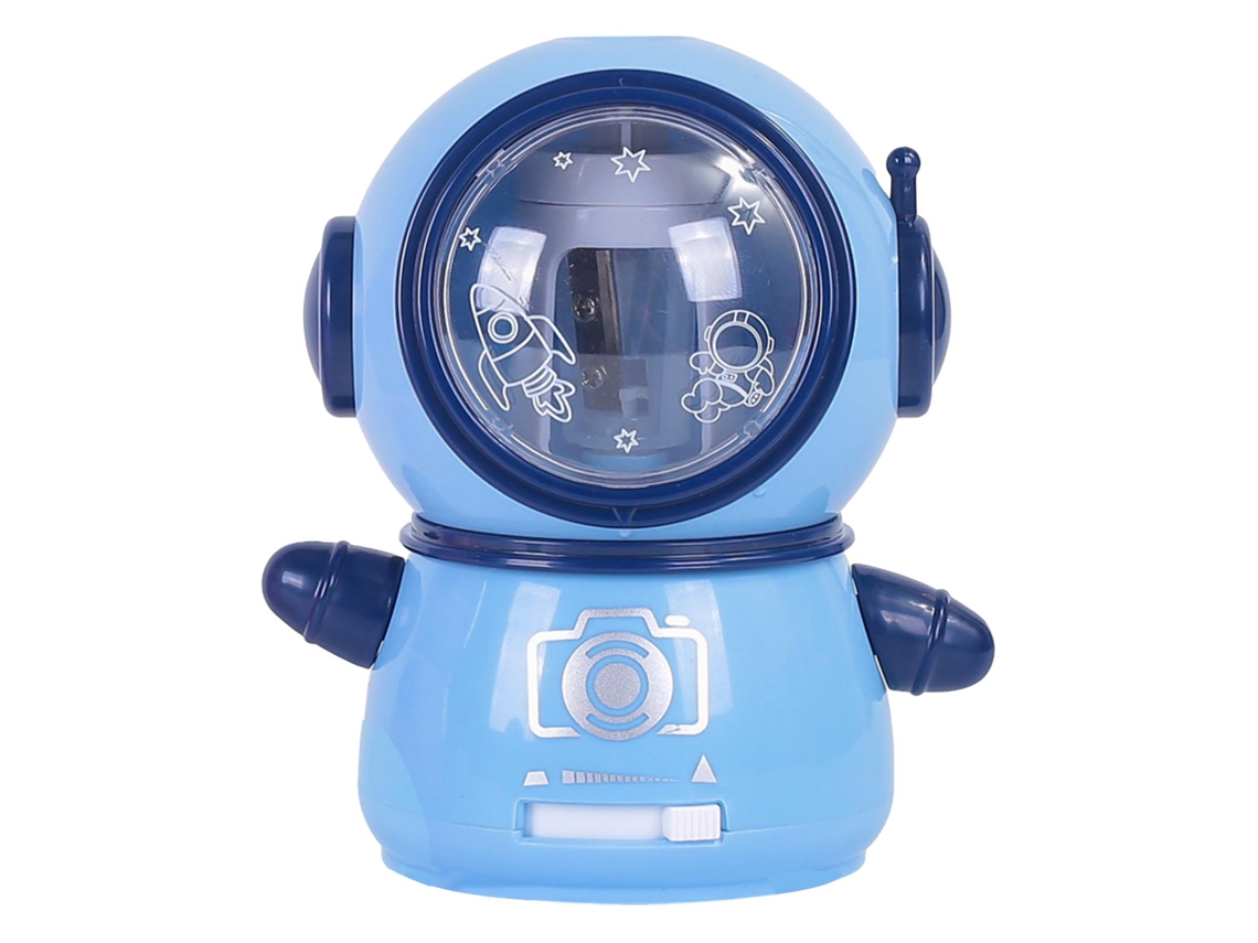 Apontador elétrico em formato de astronauta Slowmoose, flexível e seguro para sala de aula em casa, roxo e azul
